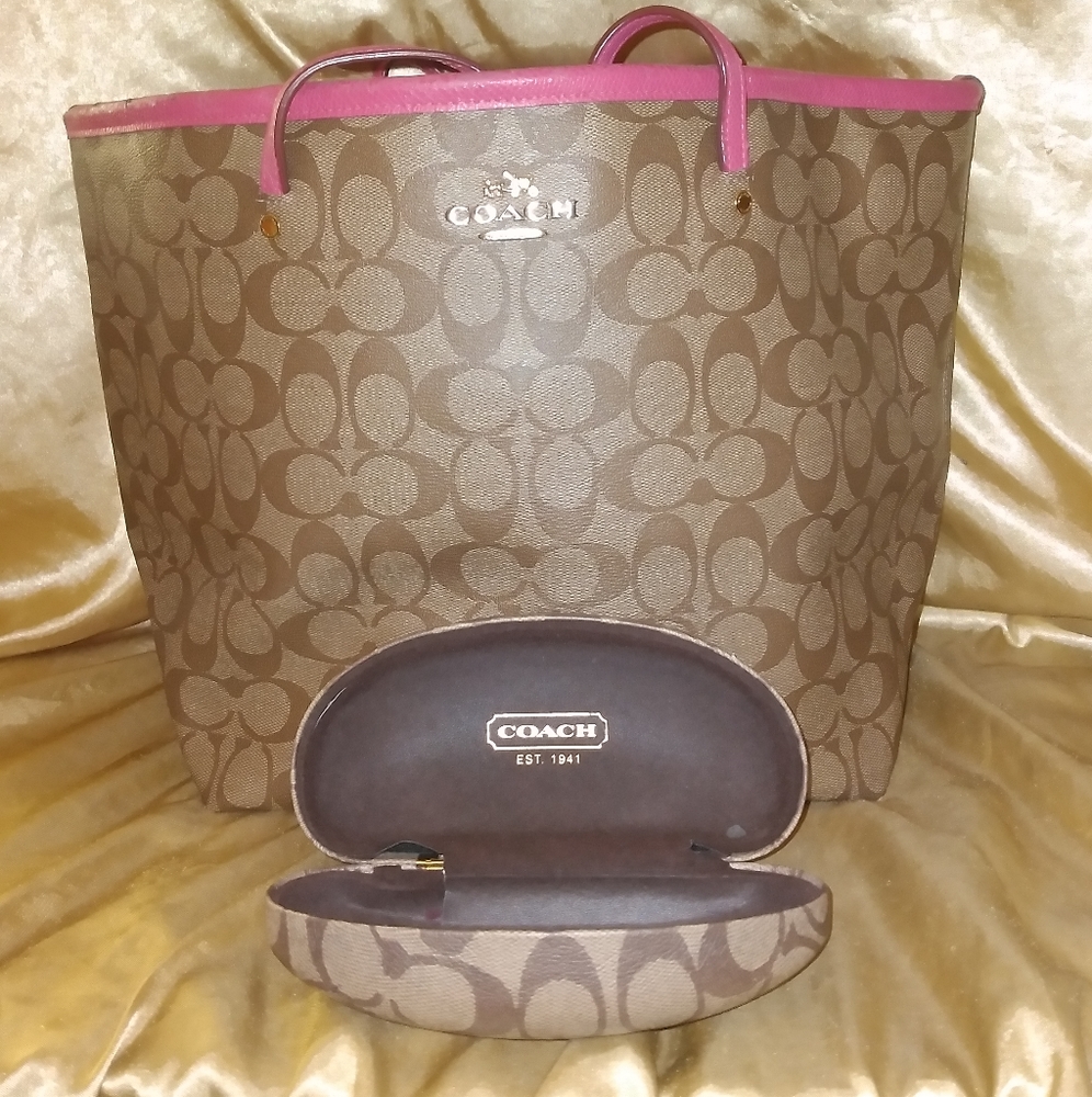 Bundle Deal Lot 2x Coach Large Tote  and Oversized sunglass Hard Case